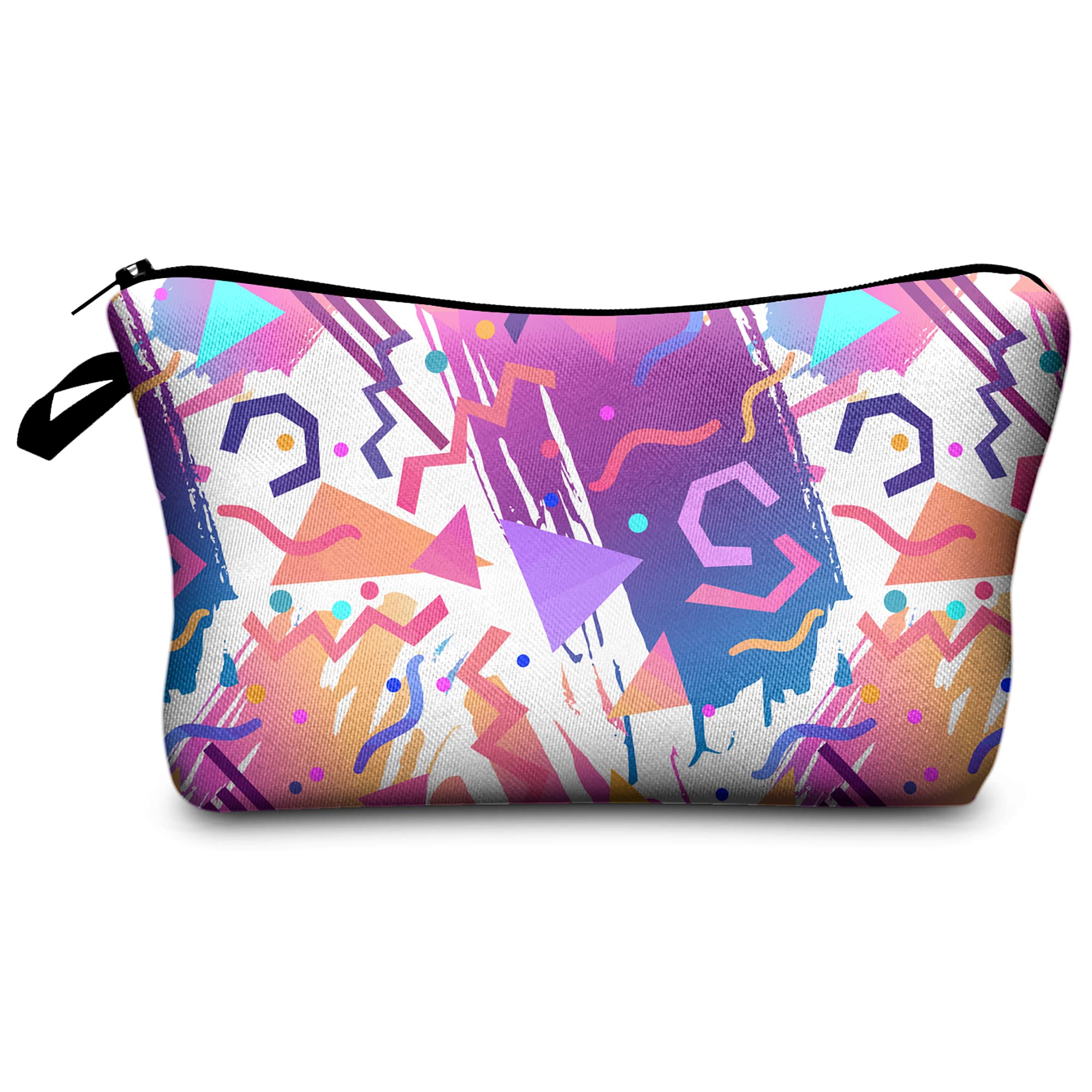 PREMYO Make-Up Pouch Cosmetic Bag Toiletry All Over Printed Design Geometry Fits in Handbag Ideal for Essentials Traveling Suitable as Pencil Case