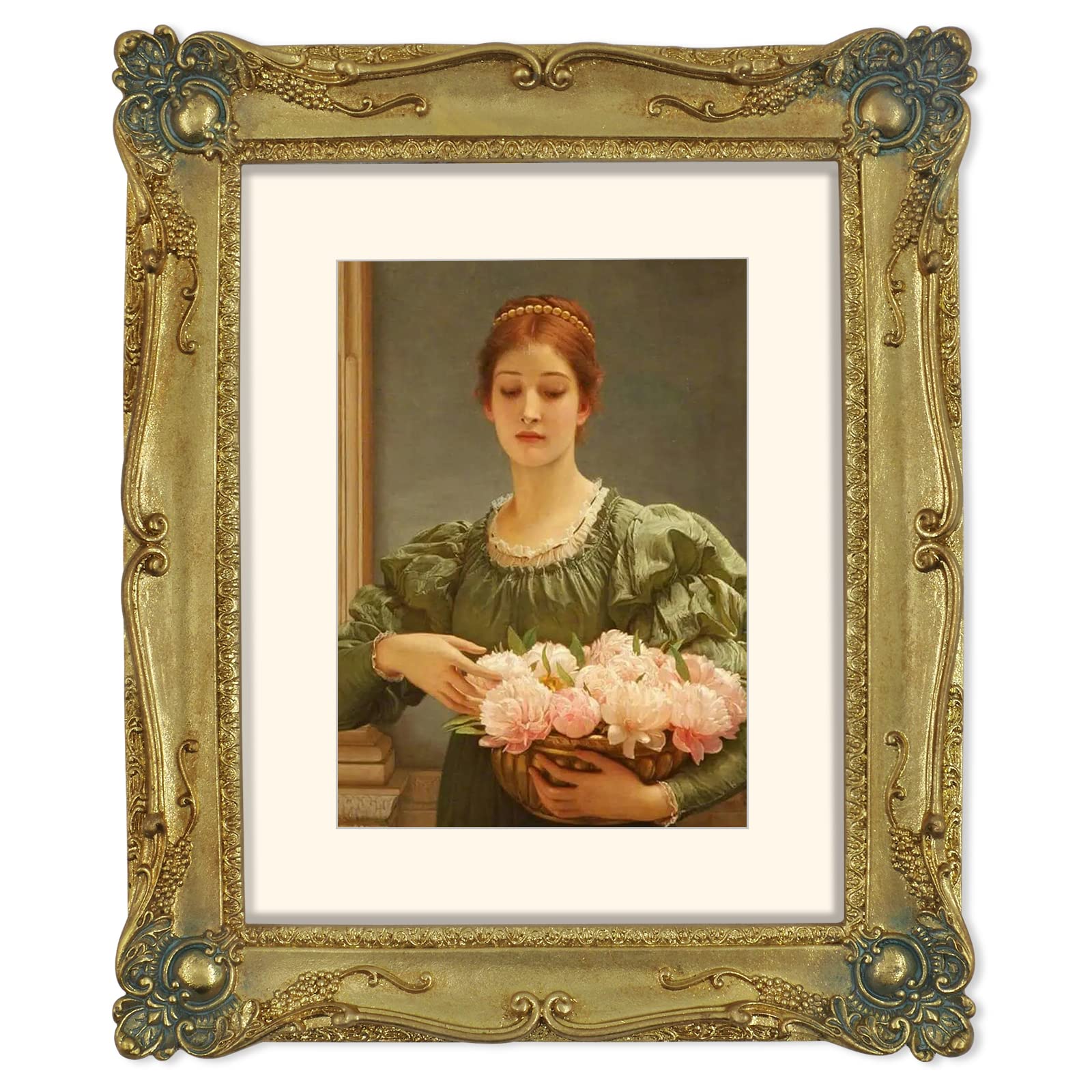 Simon's Shop Vintage Picture Frames 8x10 Inch Gold Photo Frame 20x25 cm with Floral Relief, Wall and Tabletop Frames