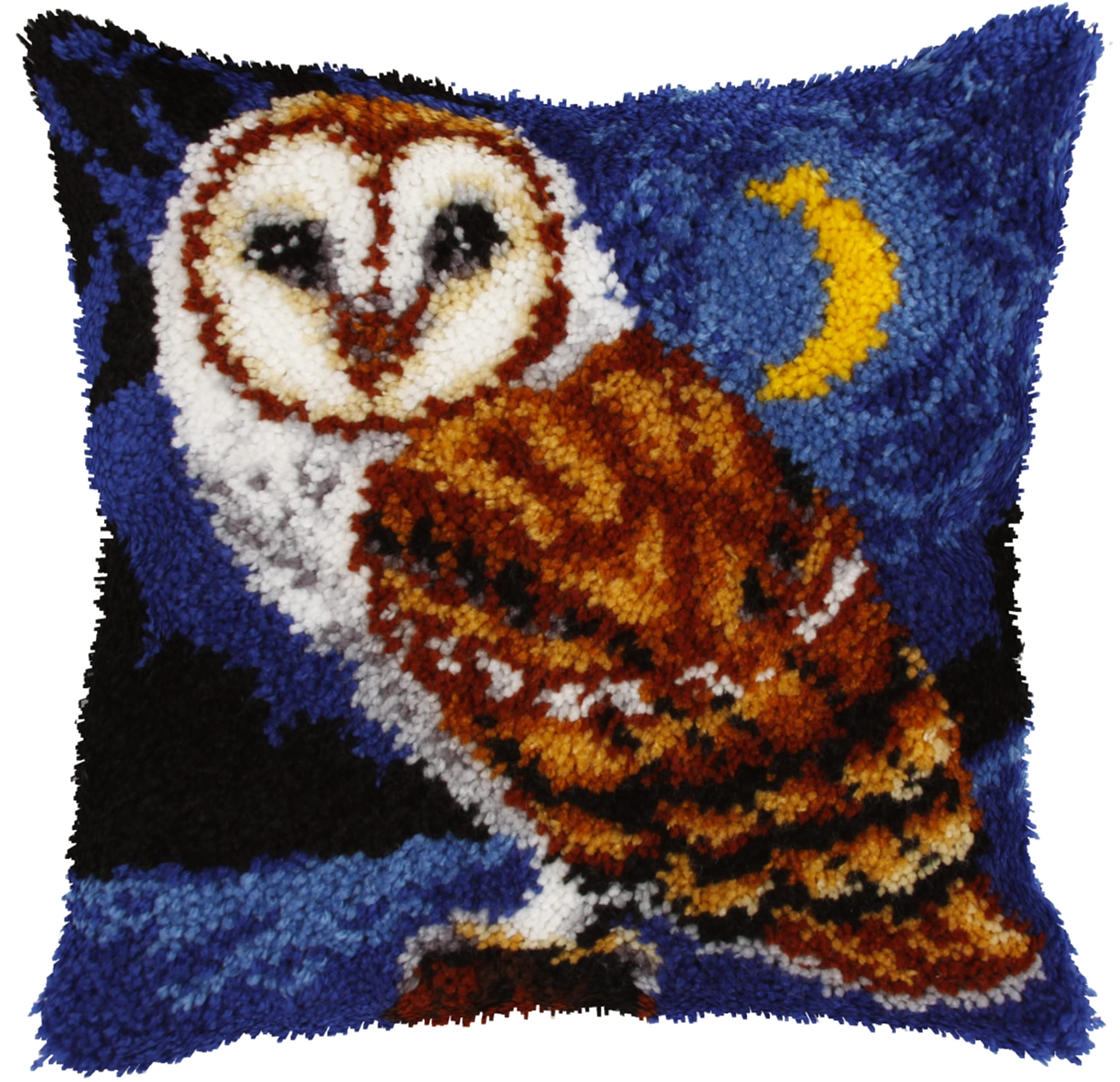 Orchidea - Latch Hook Cushion Kit - Owl - Printed Canvas - 4,5 Count - for Adults - 4139