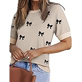 Zeagoo Women Short Sleeve Sweater Summer Crew Neck Dressy Casual Soft Knit Pullover Tops Trendy