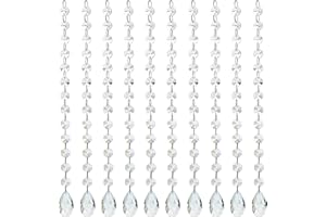 KANPURA 1ft 10pcs Teardrop Crystals Garland,Crystal Teardrop Chandelier Replacement,Hanging Glass Crystals for Chandelier, Christmas Tree, Wedding Decor(Clear)