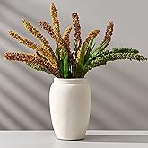 PORCER Ceramic Vase, 8.2 Inches Vintage Pottery White Vases, Rustic Home Decor, Farmhouse Terra Cotta Vase for Living Room, Entryway, Floor, Holiday Wedding Christmas New Year Gifts-Beige