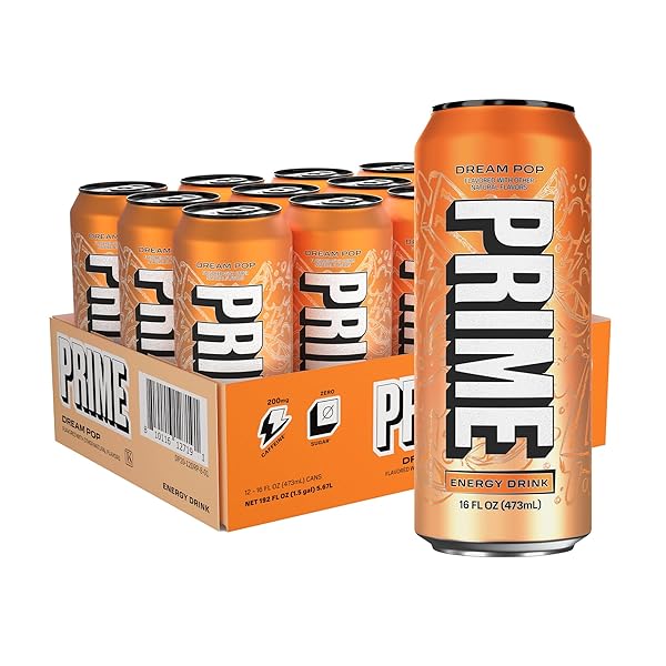 PRIME ENERGY DREAMPOP, SUGAR FREE ENERGY DRINK, 200MG CAFFEINE AND 355MG OF ELECTROLYTES FOR HYDRATION, LOW CALORIE, VEGAN, GLUTEN FREE, 16 FLUID OUNCE, 12 PACK
