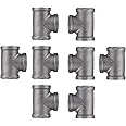 3/4" Tee Fitting, PIPE DECOR Black Malleable Iron Fittings Fit Standard 3/4 Inch Pipes, Nipples and Fittings, Regular Plumbing Applications and Industrial DIY Furniture, 8 Pack