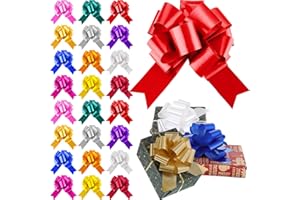 WILLBOND 24 Pcs Christmas Pull Bows for Gift Wrapping 6 Inch Gift Ribbon Mixed Color Wrap Bows for Wedding Birthday Anniversary Party Baskets Decorations