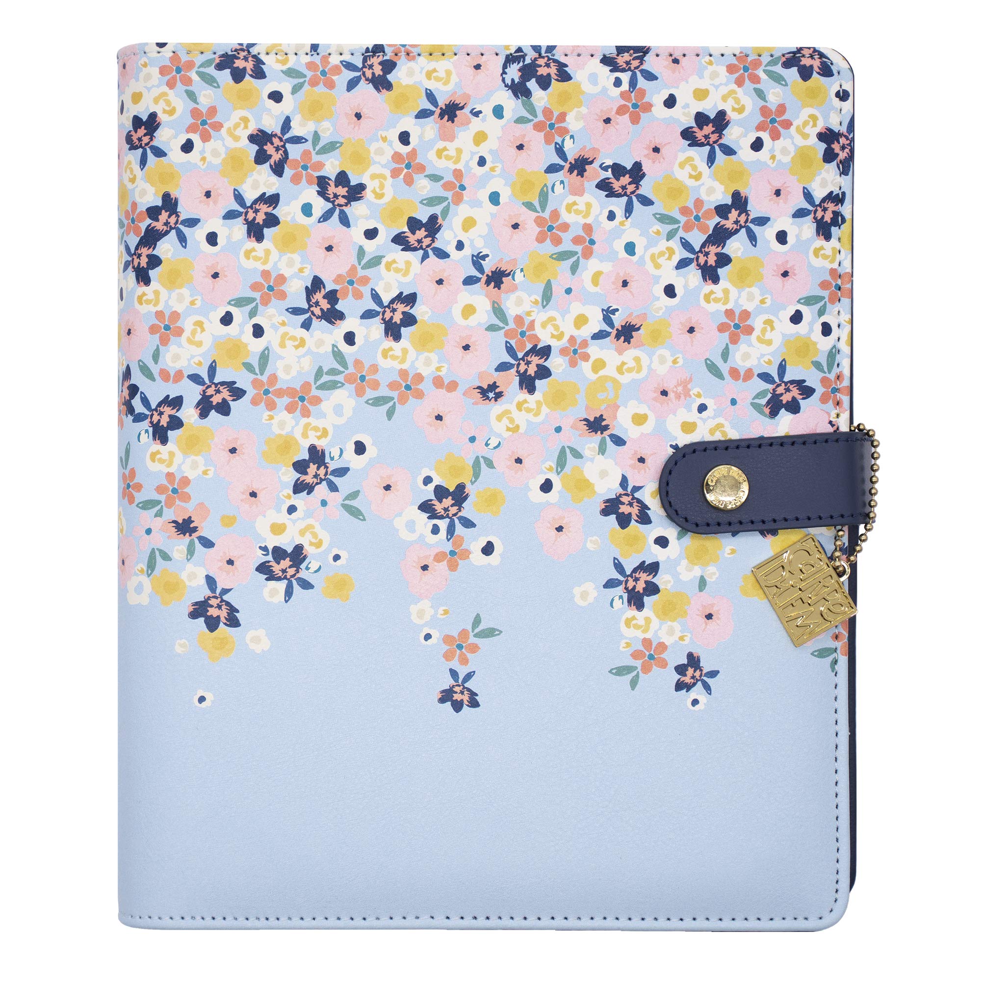Pukka Pad Carpe Diem A5 Planner with Undated Weekly & Monthly Inserts, Dividers, Stickers & More - Faux Leather Cover with Internal Pockets & Gold Metal Ring Mechanism - 10 x 9.5 x 2in, Ditsy Floral