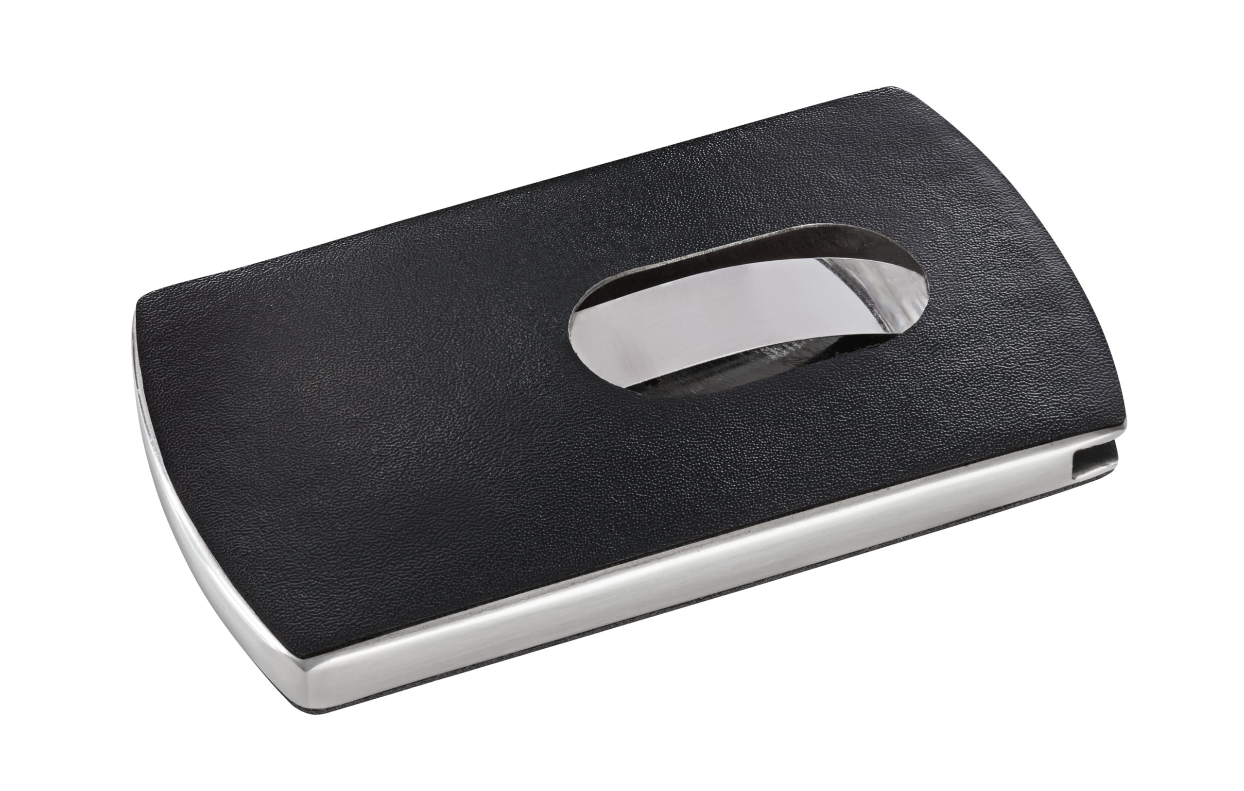 SIGEL VZ121 Business Card Case "Snap", leather look, Black/silver, for up to 12 cards (max. 91x57 mm)