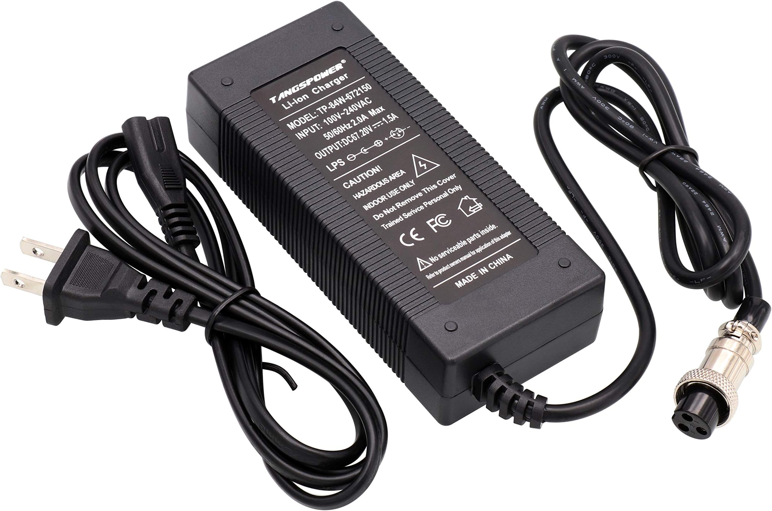 TANGSPOWER 67.2V 1.5A Charger 60V 57.6V 59.2V 64V for 16S Lithium Battery Pack Auto-Stop Smart Tools Wheelbarrow