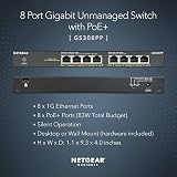 NETGEAR GS308PP 8 Port PoE Switch Ethernet Splitter Plug-and-Play view 2