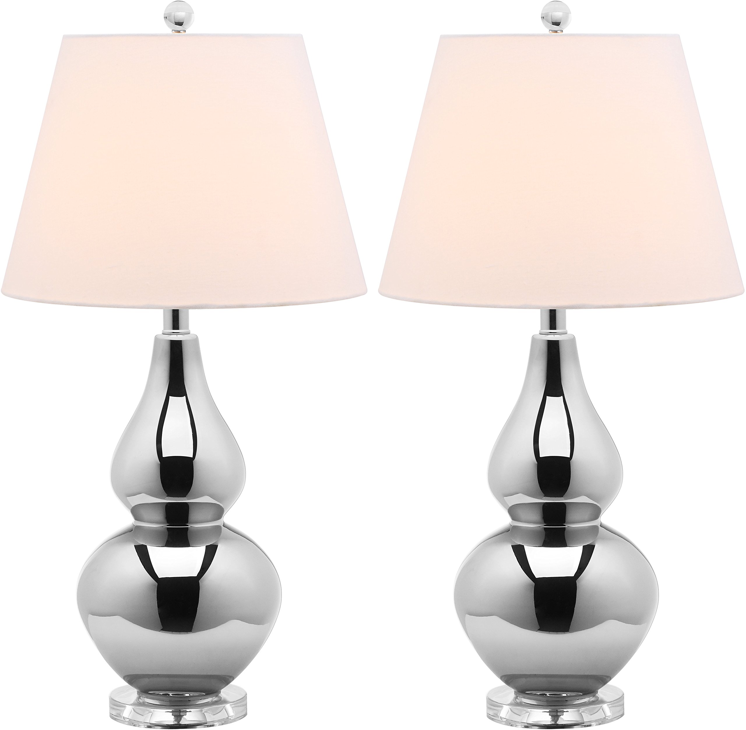 Safavieh EUL4088N-SET2 Cybil Double Gourd Lamp, Glass, Silver, 13 W, Set of 2