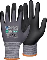KAYGO 3 Pairs Safety Work Gloves MicroFoam Nitrile KG18N