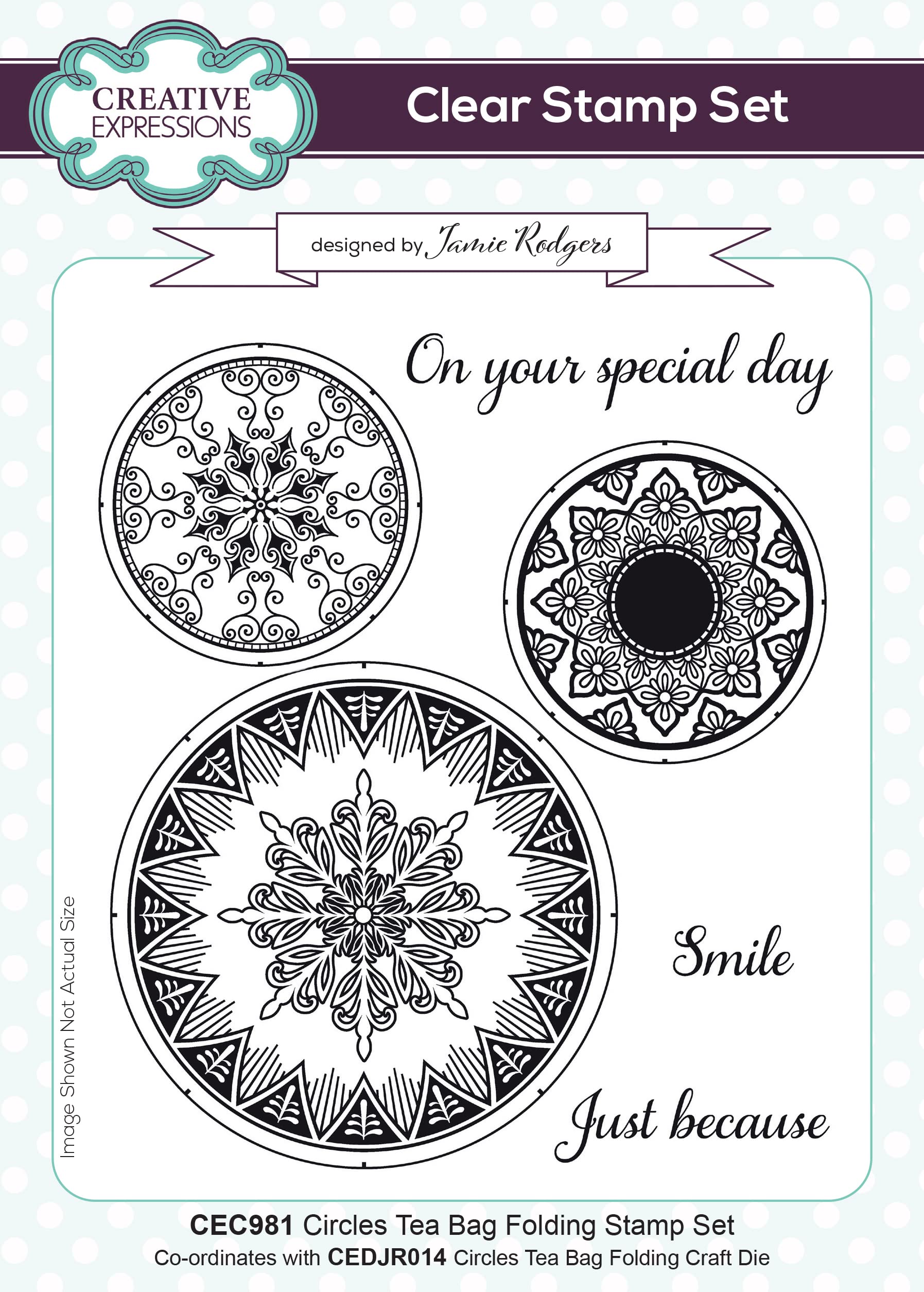 Creative Expressions Jamie Rodgers-Circles-Tea Bag Folding-Clear Stamp Set, 6 x 8 inches