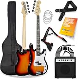 3rd Avenue Full Size 4/4 Electric Bass Guitar Beginner Pack Sunburst 15W Amp