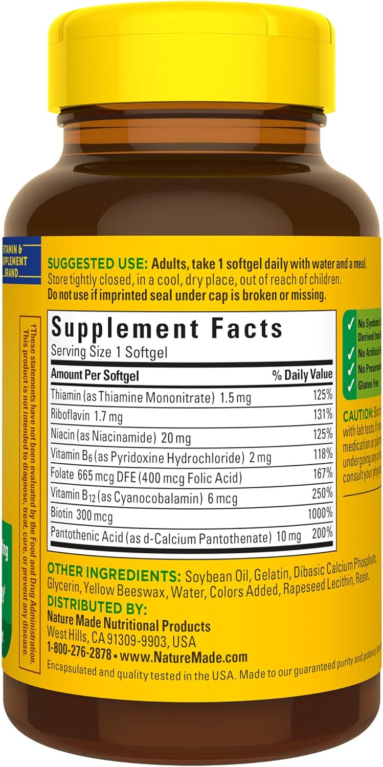 Nature Made Super B Energy Complex Softgels, 60 Count for Metabolic Health† (Packaging May Vary): Health & Personal Care