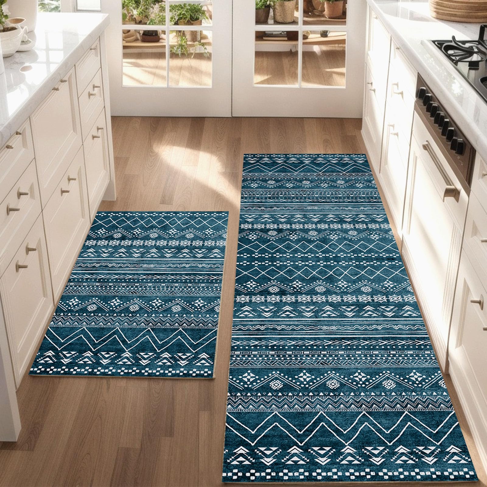 Yancorp Kitchen Rugs and Mats Sets, 2 Pieces Kitchen Runner Rug Non ...