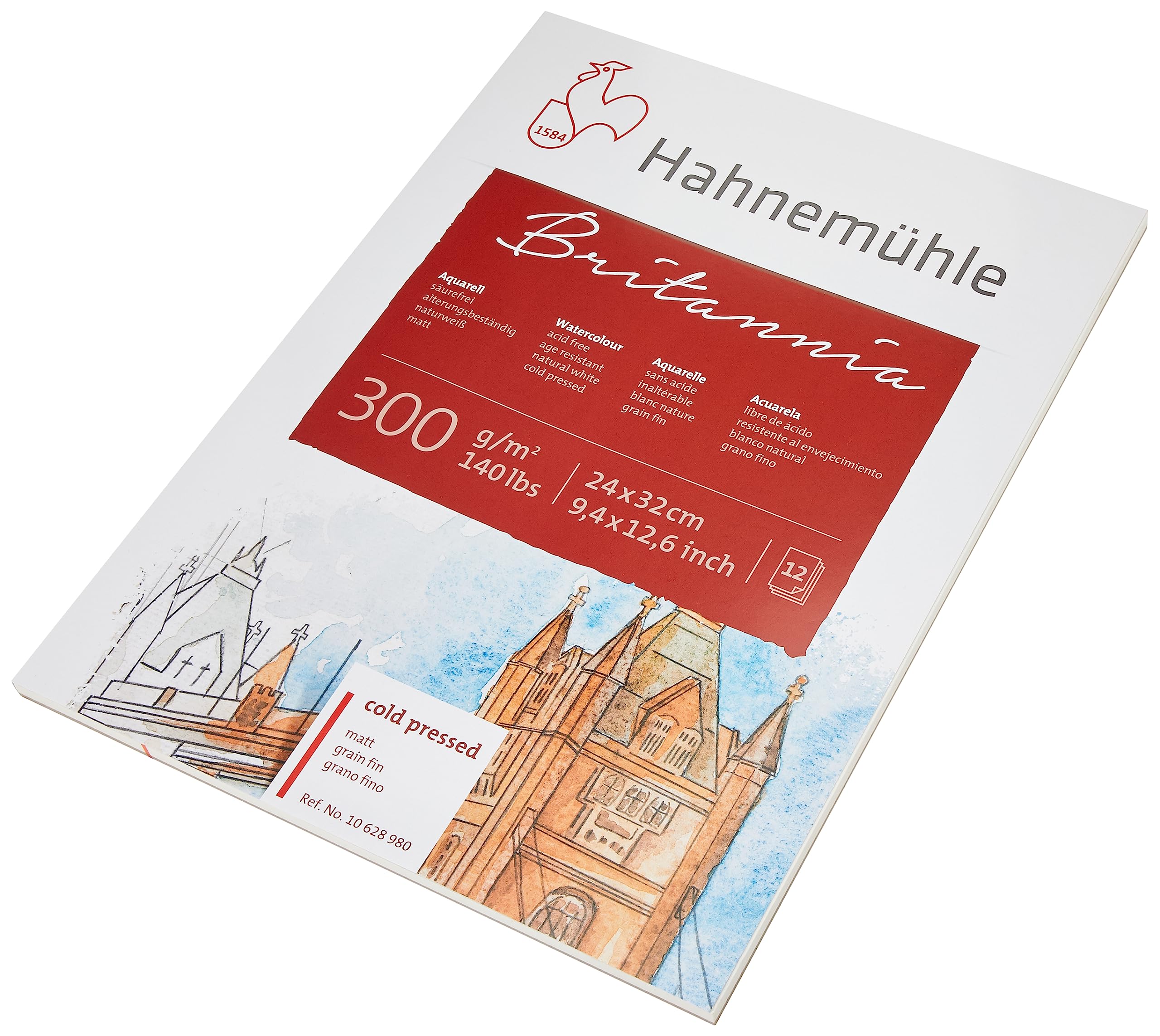 Hahnemühle 10628980 Cartridge Pad Sketch Books Watercolour Pad 24 x 32 cm 300g 12Blatt