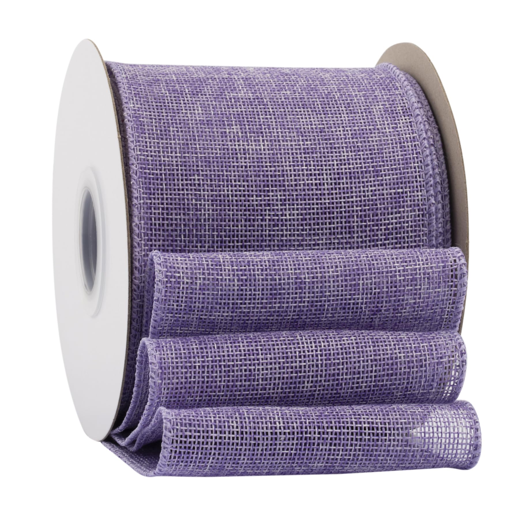 Ribbonitlux Lt. Purple Burlap Wired Ribbon, 100mm x 18 Meters, Wired Edge Burlap Ribbon for Gift Wrapping, Big Bow, Wreath, and Christmas Tree Decoration