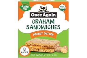 Once Again Peanut Butter Crackers Graham Sandwiches - Gluten Free Graham Crackers with Organic Peanut Butter Filling - Vegan, Organic Snacks for Kids - Lunch Snacks Individually Wrapped, 8 Count