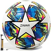 ZWAW Size 5 Soccer Ball, Waterproof PU Leather, Official Match Ball, with Pump & Needles