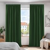 Deconovo Pencil Pleat Blackout Curtains Thermal Insulated 140x245 Dark Green