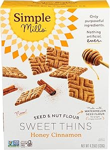 Simple Mills Honey Cinnamon Seed & Nut Flour Sweet Thins, Paleo Friendly & Delicious Sweet Thin Cookies, Good for Snacks, Nut