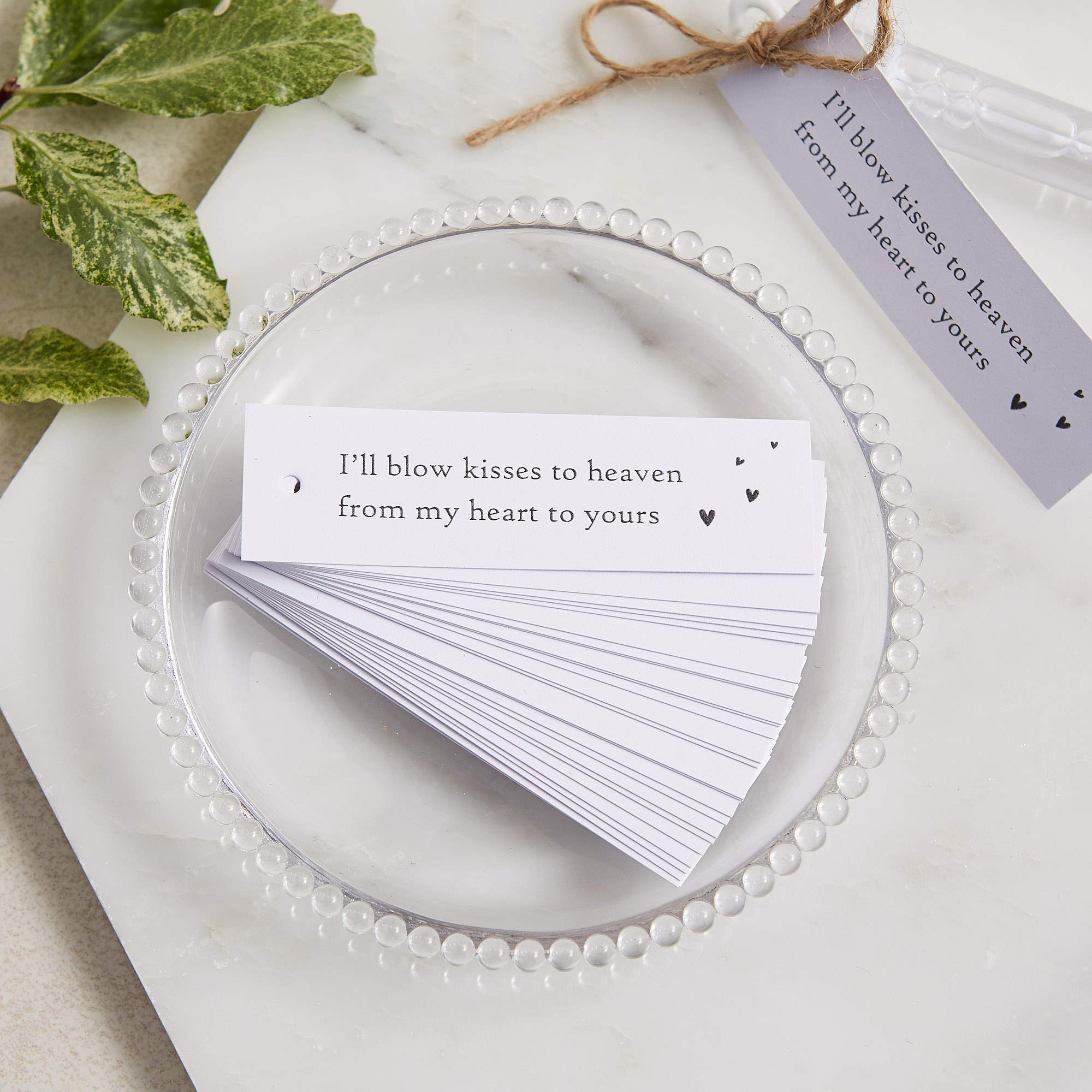 ANGEL & DOVE 25 White Bubble Funeral Favour Tags with String - for Memorial Keepsake, Celebration of Life