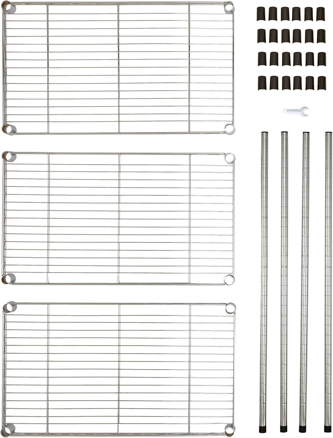 Basics 3-Shelf Adjustable, Heavy Duty Storage Shelving Unit (250 lbs loading capacity per shelf), Steel Organizer Wire Rack, Chrome (23.3L x 13.4W x 30H): Home & Kitchen