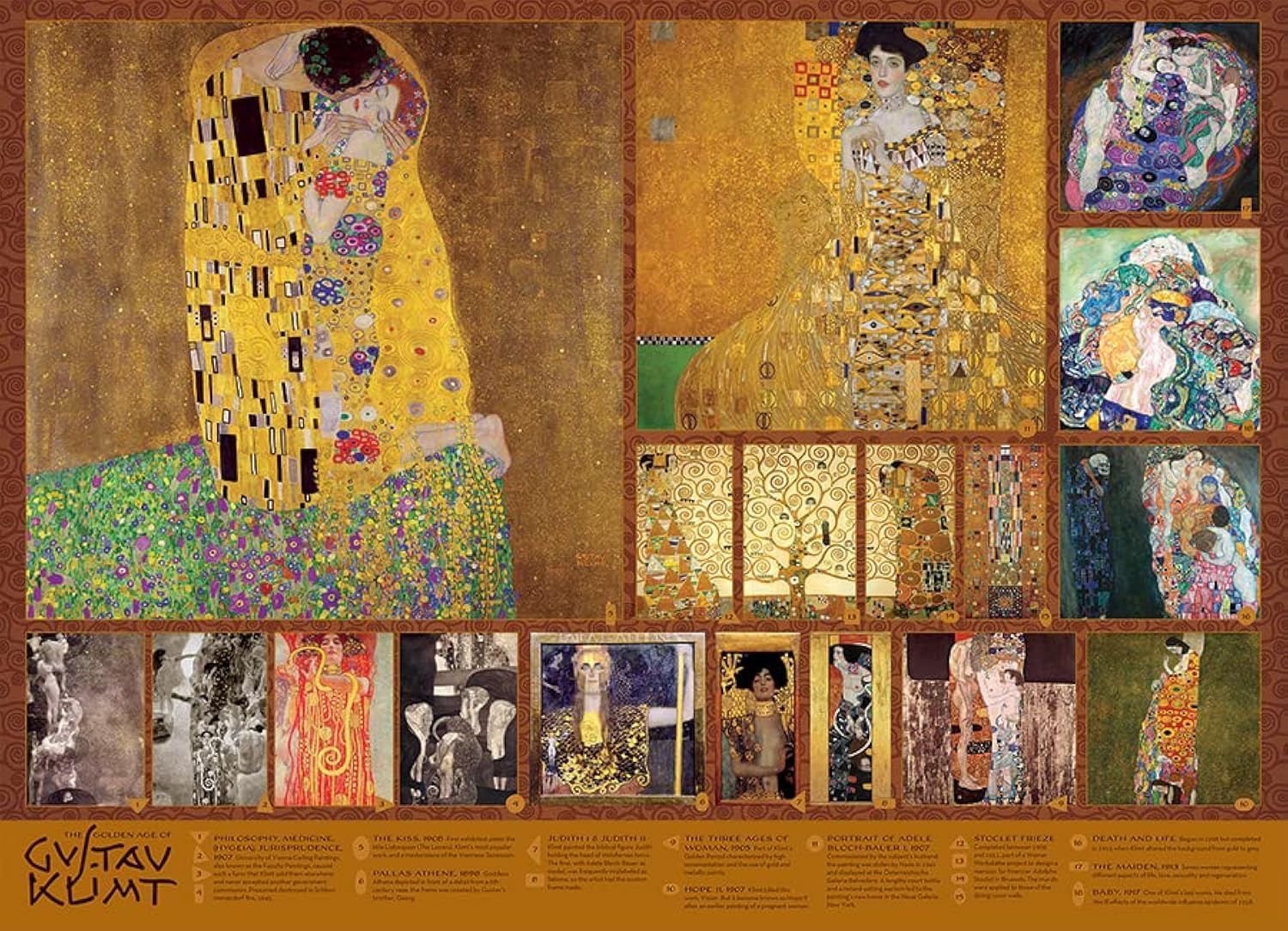 Cobble Hill 1000 Piece Puzzle - The Golden Age of Klimt - Sample Poster Included