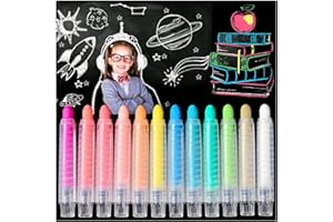 ZHBDMGK Sidewalk Chalk Set with Holder for Kids, 12Pcs Toddler Chalk in 12 Colors for Blackboard Drawing Writing Toys Gift Party Favors