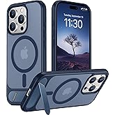 Temdan Magnetic Compatible with iPhone 15 Pro Max Case, [Built-in Invisible Kickstand][Compatible with MagSafe] [Military Grade Shockproof] Slim Translucent Matte Phone Case for iPhone 15 Pro Max 6.7"