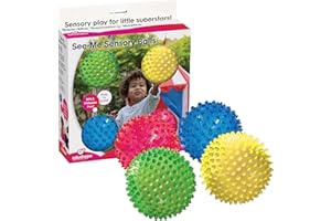 Edushape Sensory Balls for Baby - 4” Transparent Color Baby Balls That Help Enhance Gross Motor Skills for Kids Aged 6 Months and Up - Pack of 4 Vibrant Colorful and Unique Textured Balls for Baby