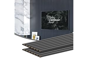 RITOLLO Wood Panels for Wall, 94.5"×11" Acoustic Wall Panels for Interior Decor, 3D Wood Slat Sound Absorbing Wooden Paneling for Living Room Bedroom, Matte Black 2 Pack