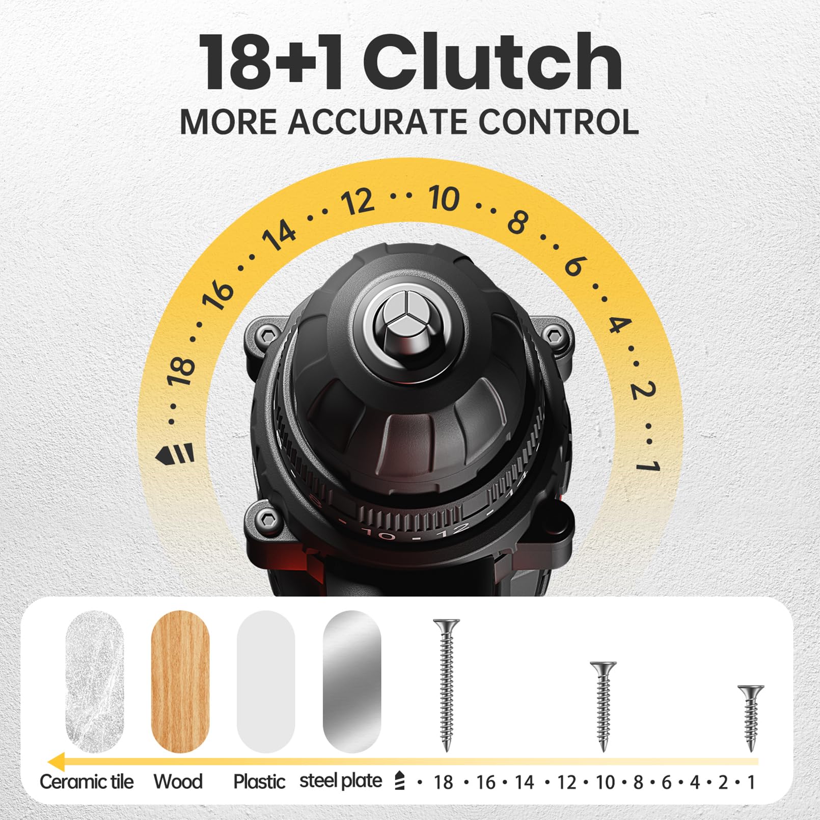 Cordless Drill 20V, Drill Set with 42pcs Accessories and Battery 2.0Ah, ElectricDrill 25+1 Torque Setting, 2 Speed, 3/8