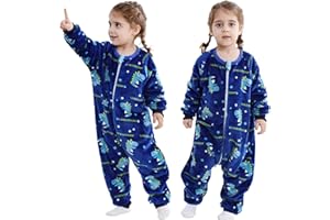 MICHLEY Toddler Flannel Sleeping Sack with Feet,Long Sleeve Baby Sleeping Bag 3-Way Zipper Super Warm Wearable Blankets