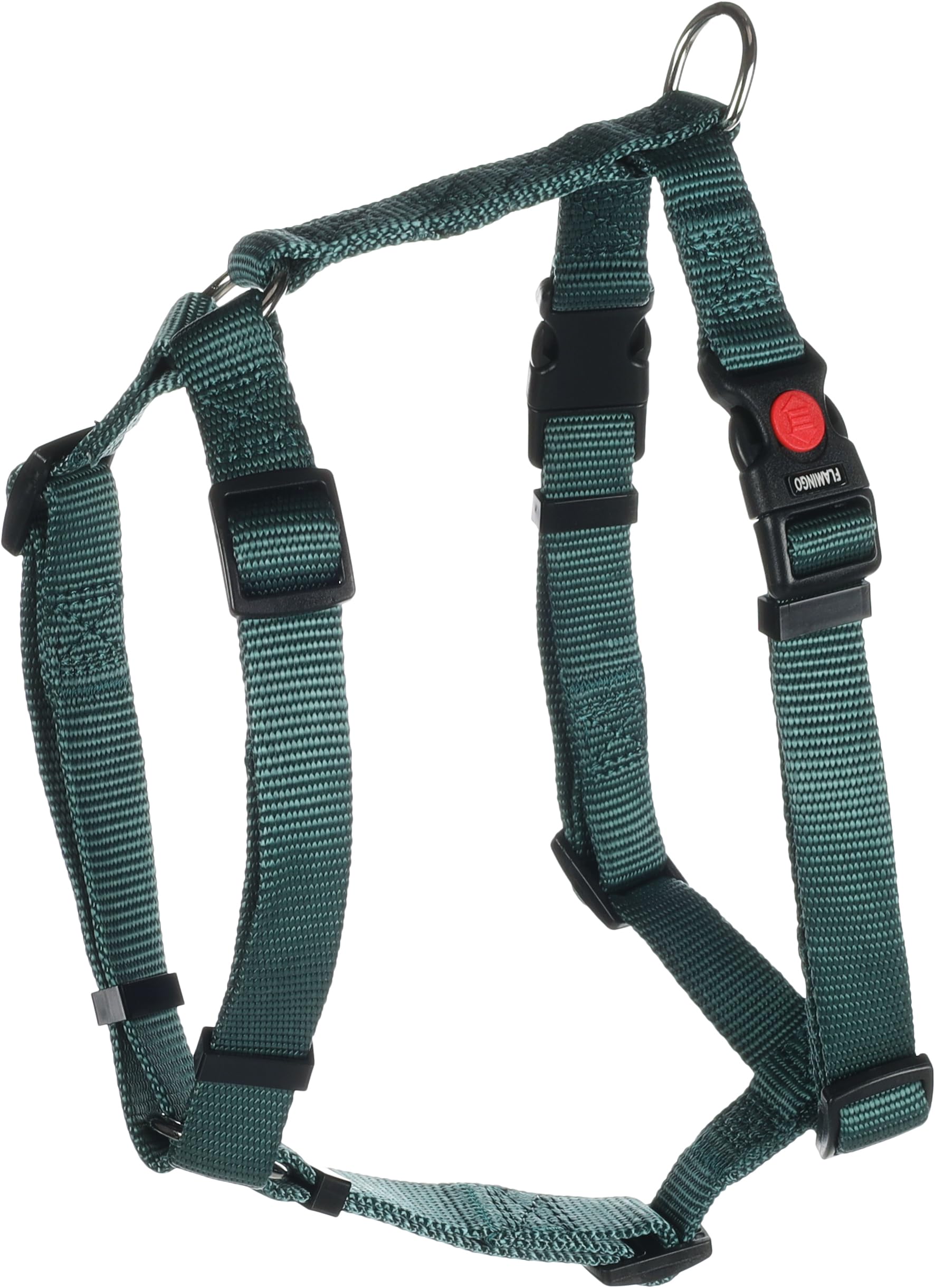 Flamingo Dog Harness H-shape Ziggi Dark green M 45-65cm 55-70cm 20mm