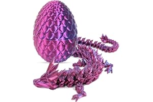 Hqroidd Dragon Eggs with Dragon Inside, 3D Printed Dragon, Easter Basket Stuffers, Articulated Printed Dragon with Egg, Crystal Dragon Figurine, Dragon Egg Fidget Toy, Executive Desk Toys