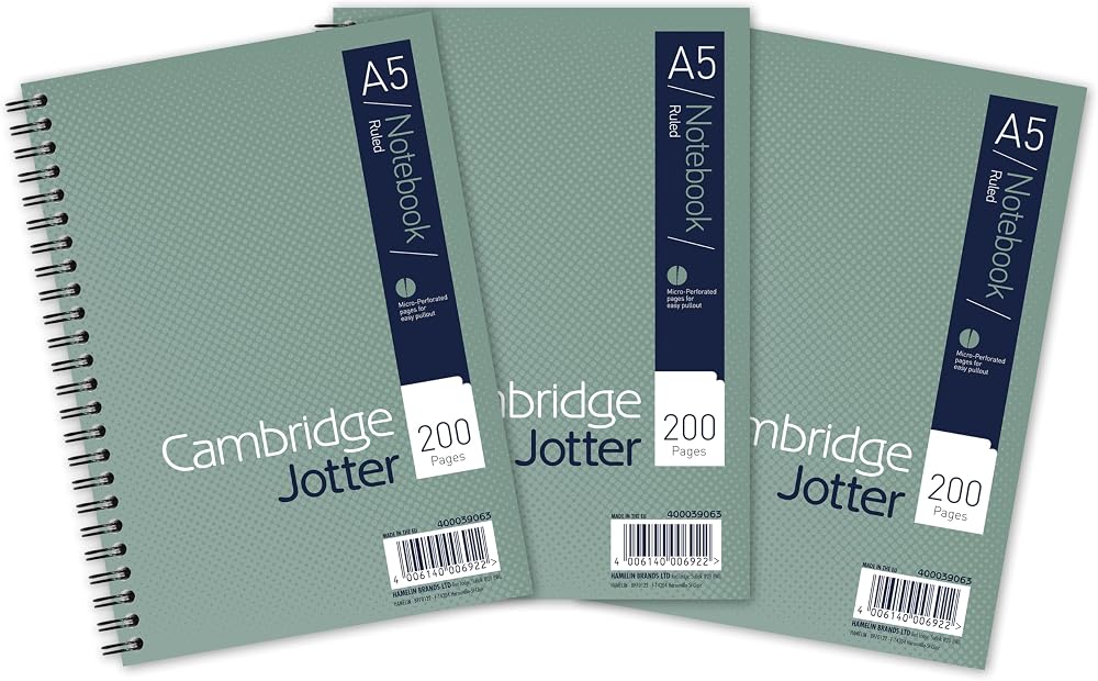 Cambridge Jotter A5 Notebook 8mm Lined 200 Pages Perforated Pack of 3