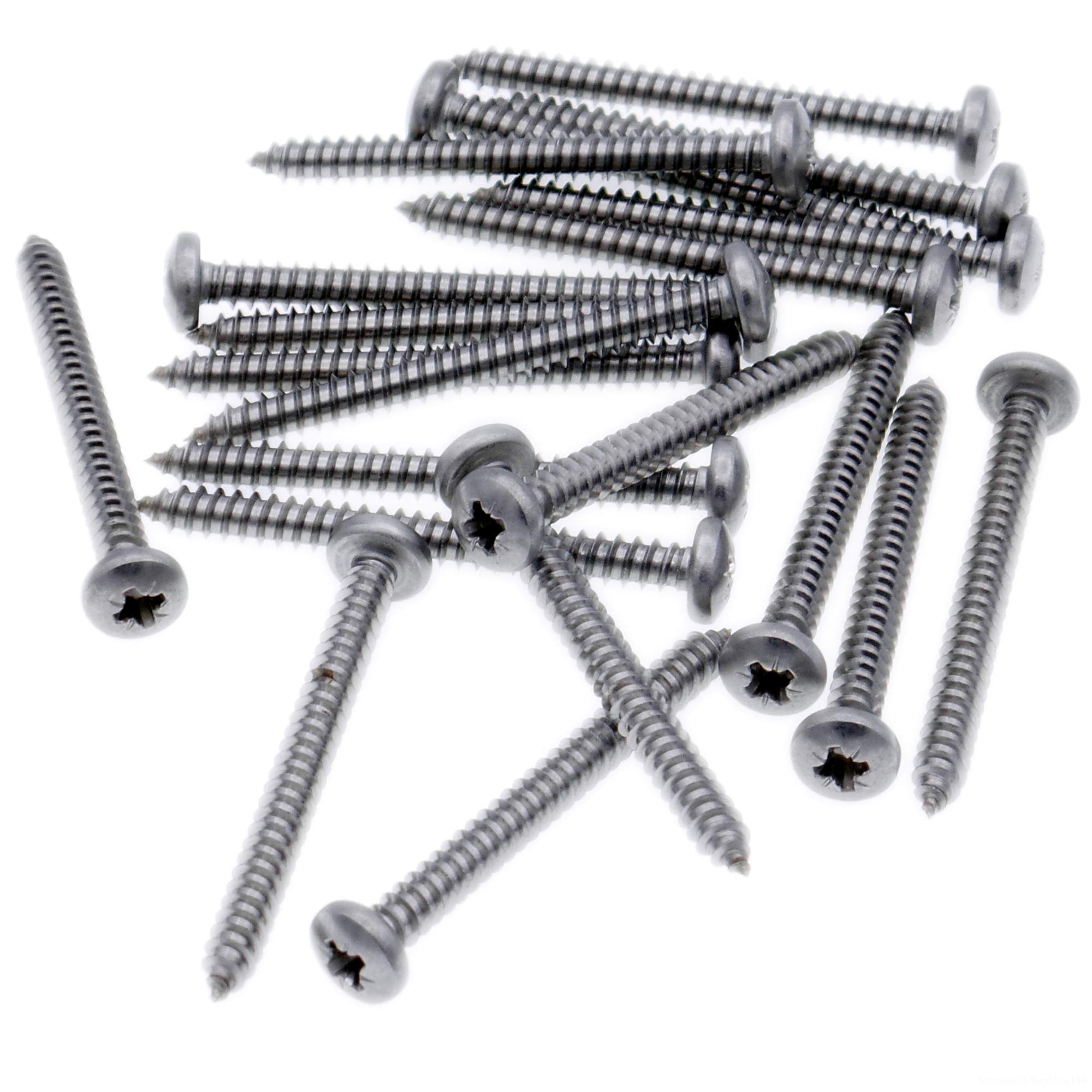No.4 x 1.25 (2.9mm x 32mm) Pozi Pan Self-Tapping Screw - Stainless Steel (A2) (Pack of 20)