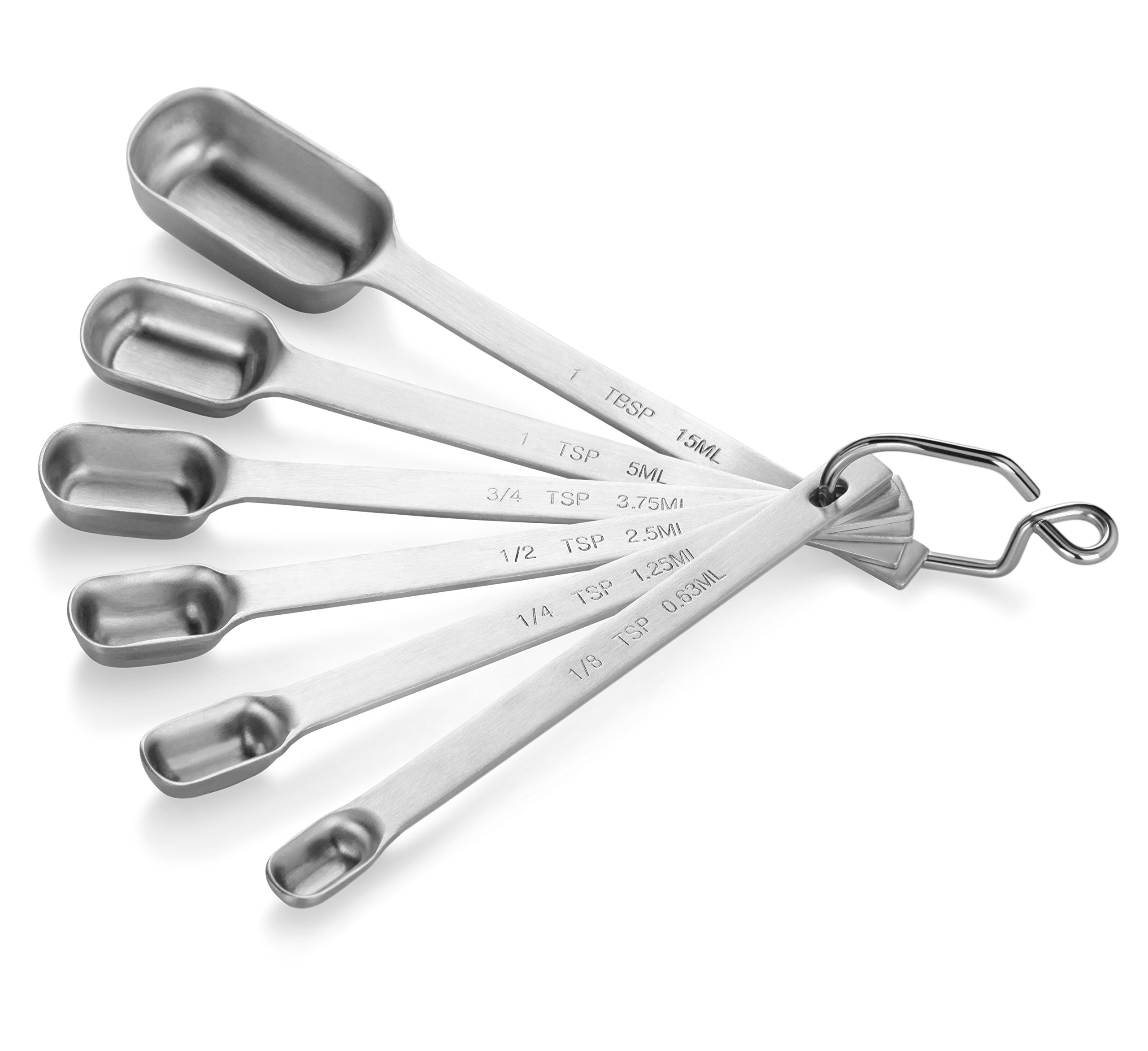 New Star Foodservice 43136 Stainless Steel 18/8 Measuring Spoons, Set of 6, Silver