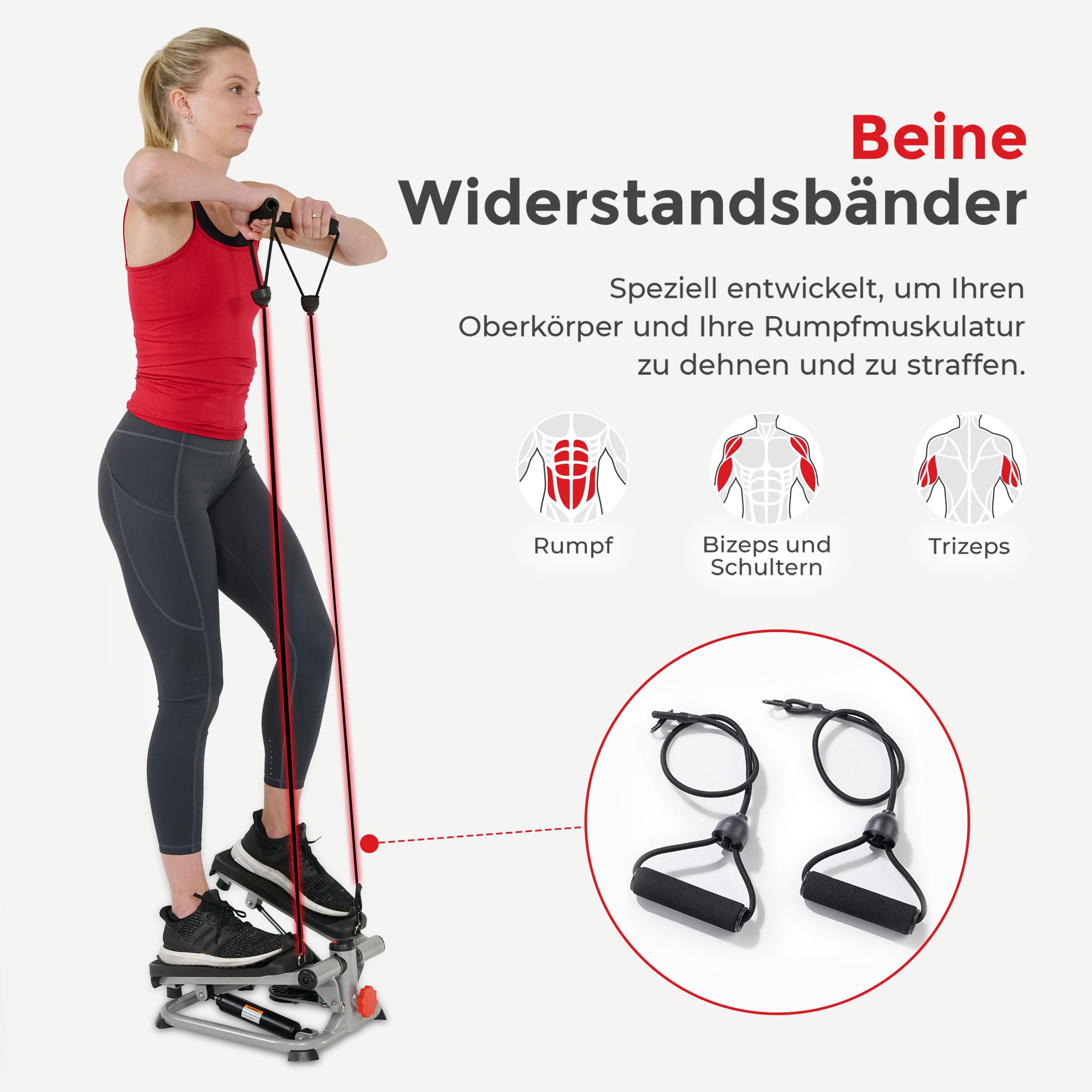 Sunny Health & Fitness Stepper für zuhause, Low-Impact Übung Stepper für Ganzkörpertraining mit Widerstandsbändern - SF-S0978 3
