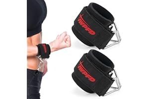 JWPFD Wrist Straps for Cable Machines, Adjustable Neoprene Padded Wrist Cuffs for Cables Gym Strength Training Equipment