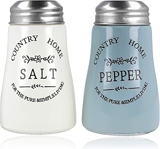 com-four® 2x Gewürzstreuer aus Glas, Salzstreuer und Pfefferstreuer im altenglischen Landhausstil, Country-/Western-Style, optimal für grobes Salz & Peffer (02 Stück)