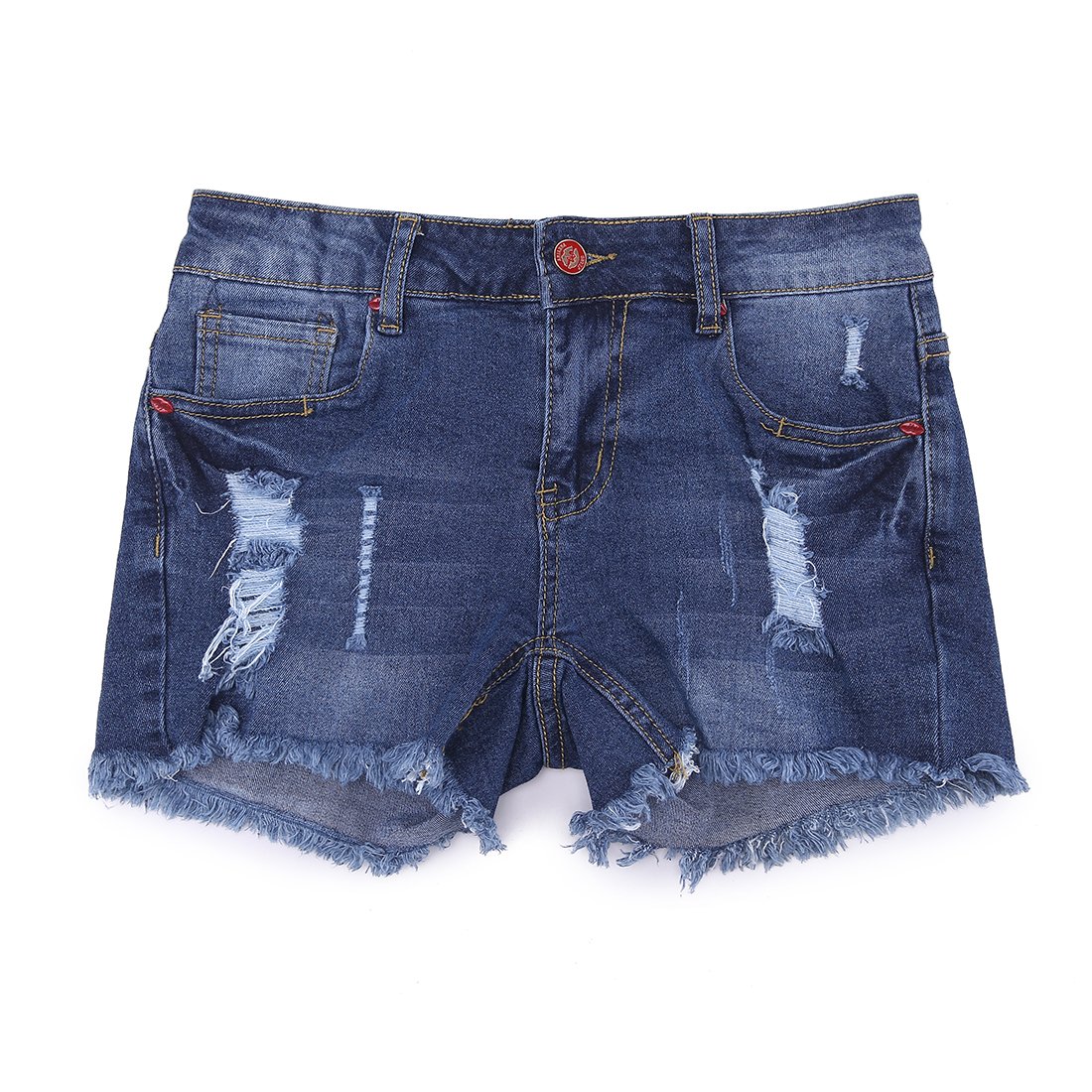 Goddess Area Women\'s Casual Mid Waisted Distressed Ripped Stretch Denim Girl\'s Shorts Jeans (19, Blue)