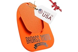 Badass Moto Motorcycle Kickstand Pad - Kickstand Plate - Kick Stand Puck - Motorbike Parking Coaster - Motor Cycle Stand Pad for Harley Davidson Accessories Motorcycle Gifts Kickstand Support Orange