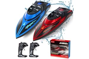 Yamaester RC Boat for Kids 2 Pack Remote Control Boats Night Glowing Toy Waterproof with Rechargable Battery Boat for Pools Lakes Play Gifts Boys Girls Adults