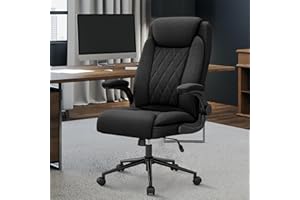 ralex-chair Big and Tall Office Chair -500 lb Heavy Duty Office Chair for Big Man, Fabric High Back Executive Office Desk Chair with 120° Tilt Rock,Computer Desk Chair with flip up arm - Black