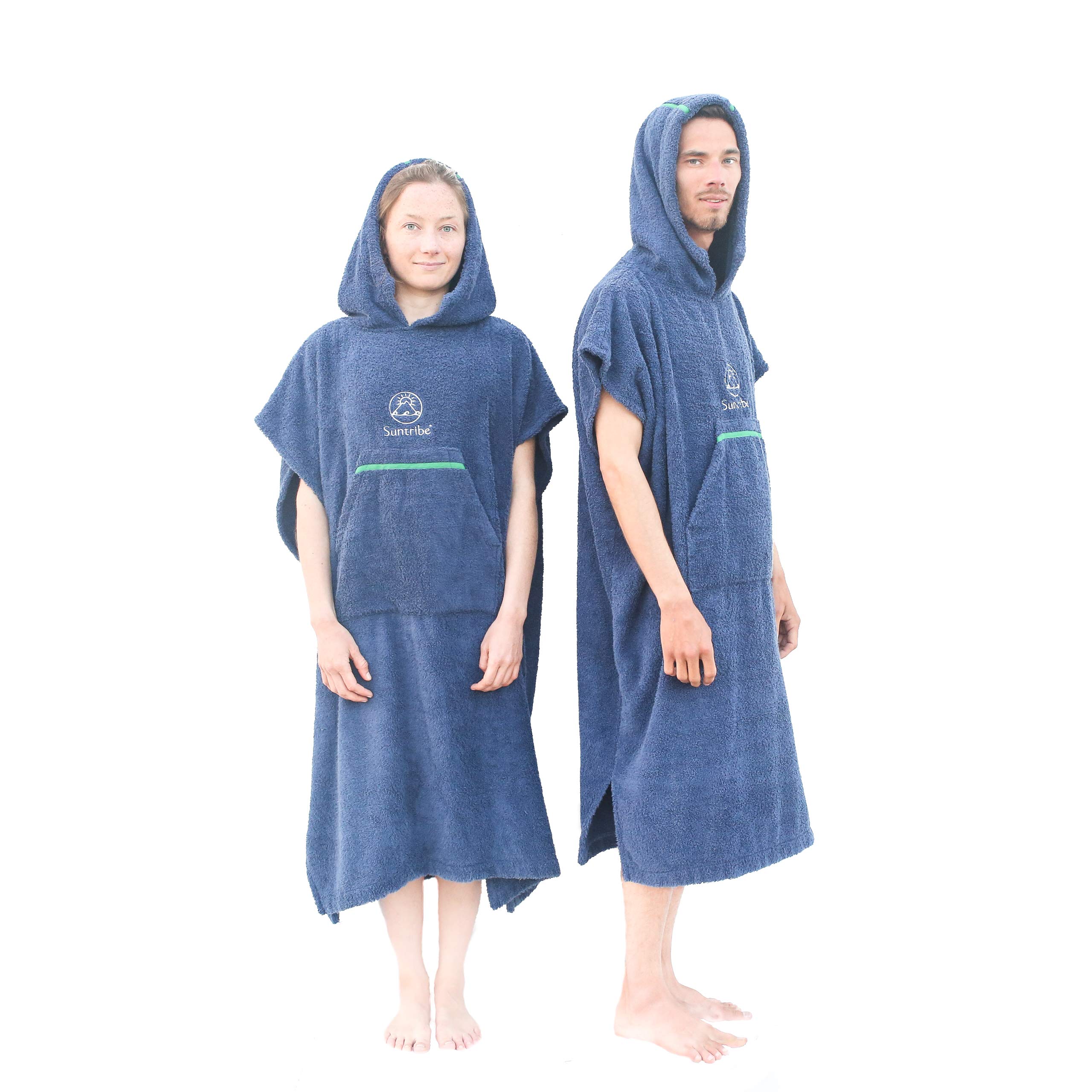 Suntribe Super Cosy Hooded Surf & Change Poncho - 100% Extra Thick Combed Cotton - Changing Towel - Warm & Cold Temperatures - Swedish Design (Unisex)
