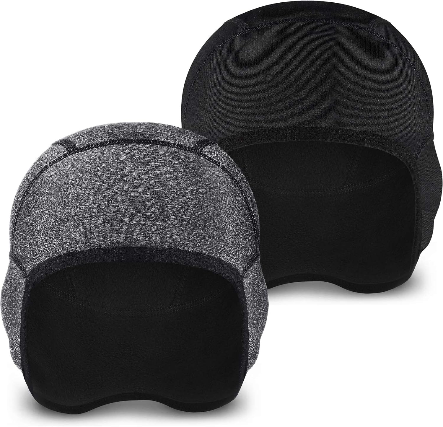 Syhood 2 Pieces Skull Cap Helmet Liner Winter Thermal Running Beanie with Ear Cover Cycling Cap for Men and Women (Black, Dark Gray): Clothing