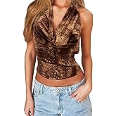 Mstaad Women Halter Top Sexy Backless Tank Tops Cowl Neck Summer Going Out Outfits Cami Tops