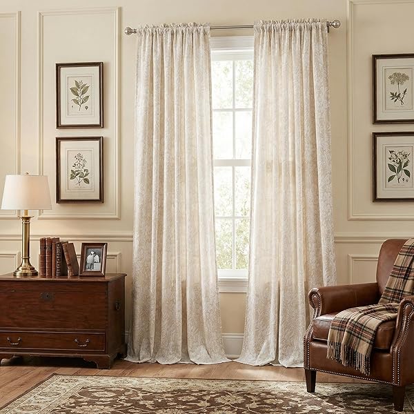 CREAM BEIGE CURTAINS 108 INCH LENGTH 2 PANELS...